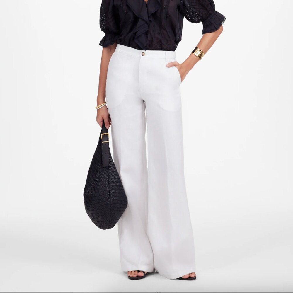 Madewell The Zoe Relaxed Wide Pant in 100% Linen